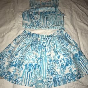 Lily Pulitzer crop top and matching skirt